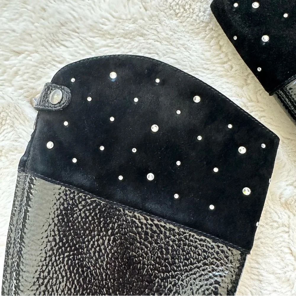 Women leather  high boots with natural fur inside size 6